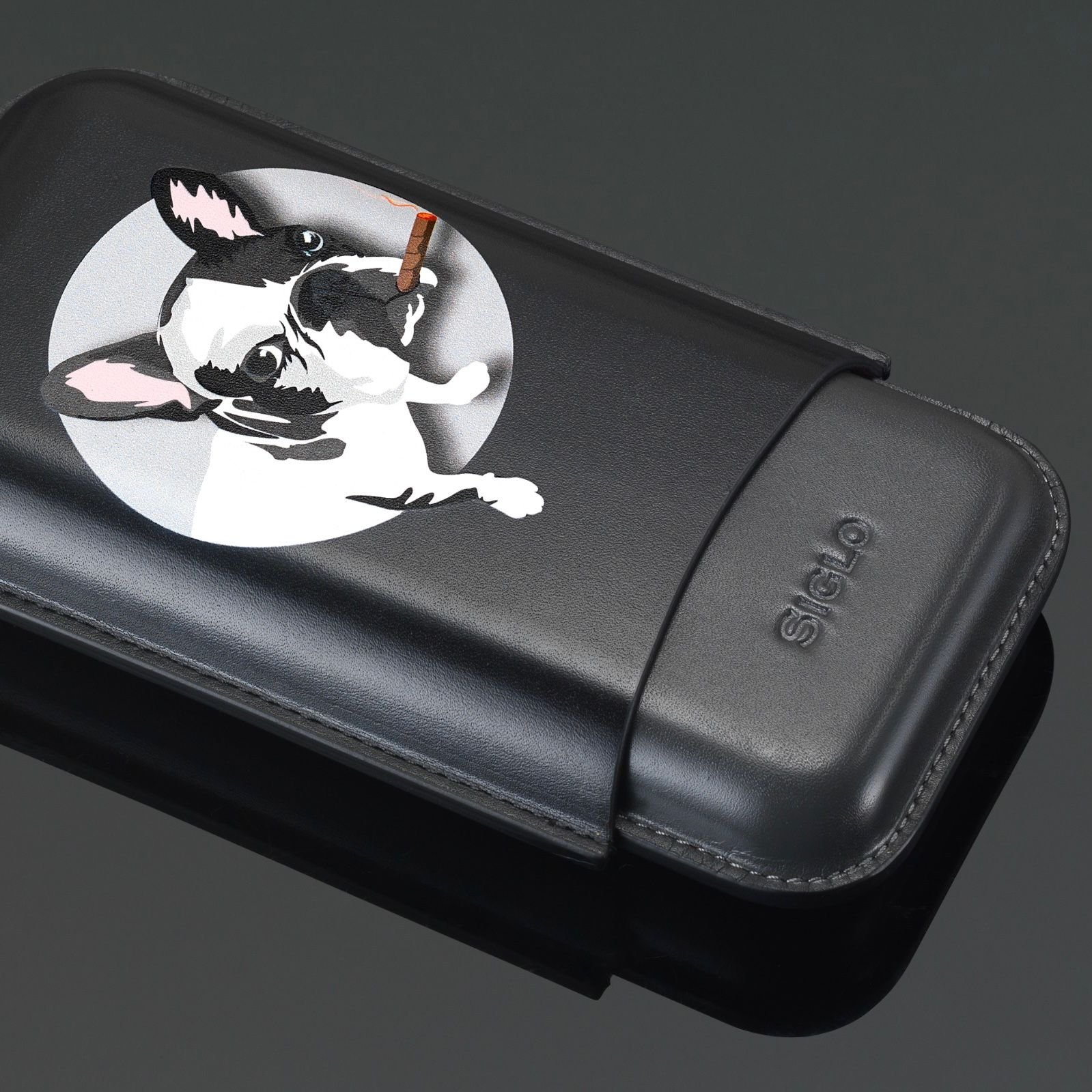 Dog In Black Cigar Case 3'